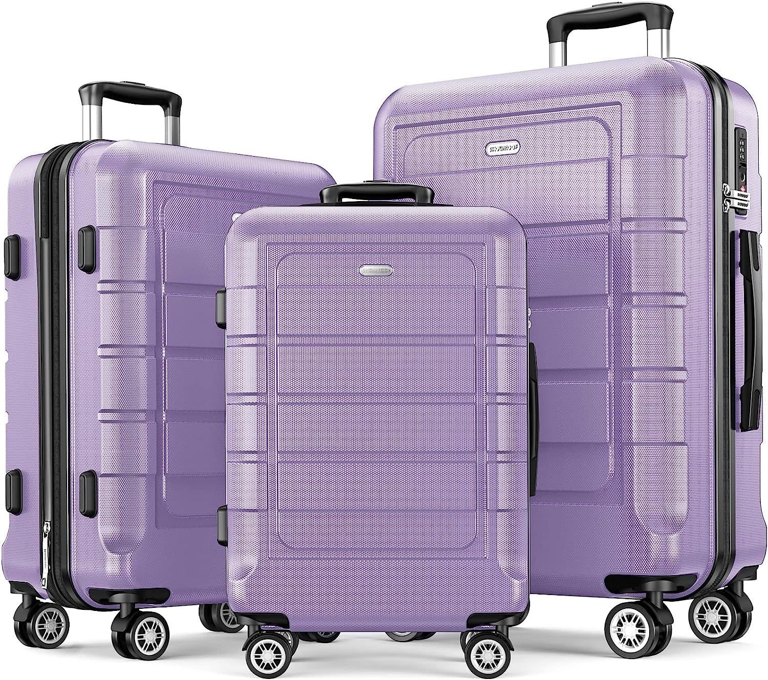 Luggage Sets Expandable PC+ABS Durable Suitcase Double Wheels TSA Lock Lavender Purple 3pcs