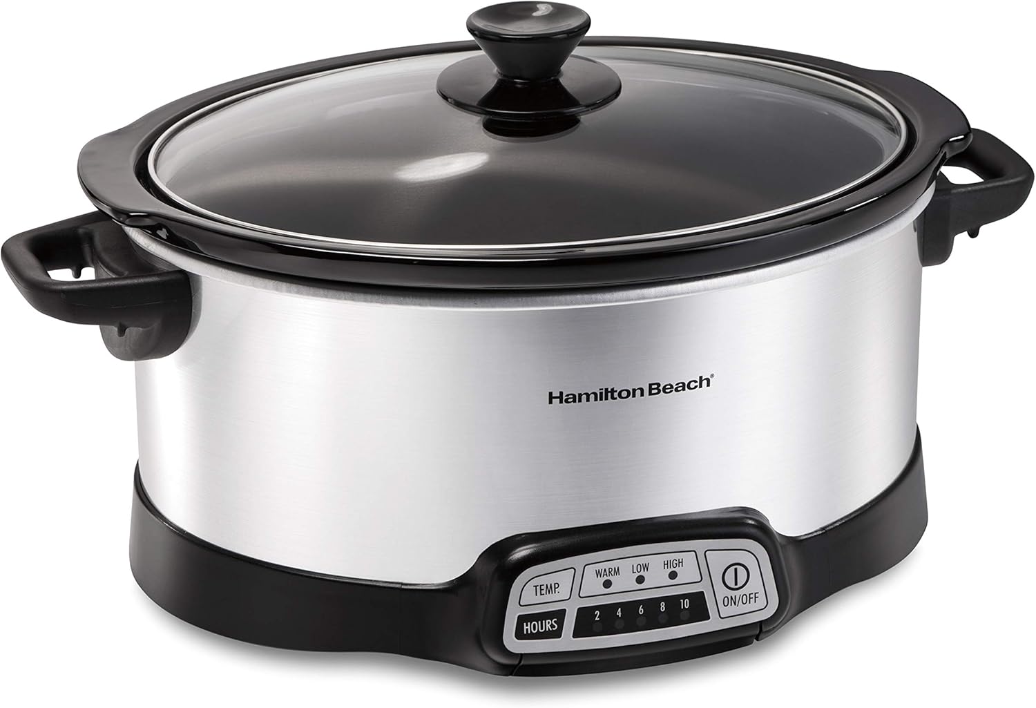 Hamilton Beach 4 Quart Programmable Slow Cooker with Flexible Easy Programming. 5 Cooking Times. Dishwasher-Safe Crock & Lid. Silver (33443)