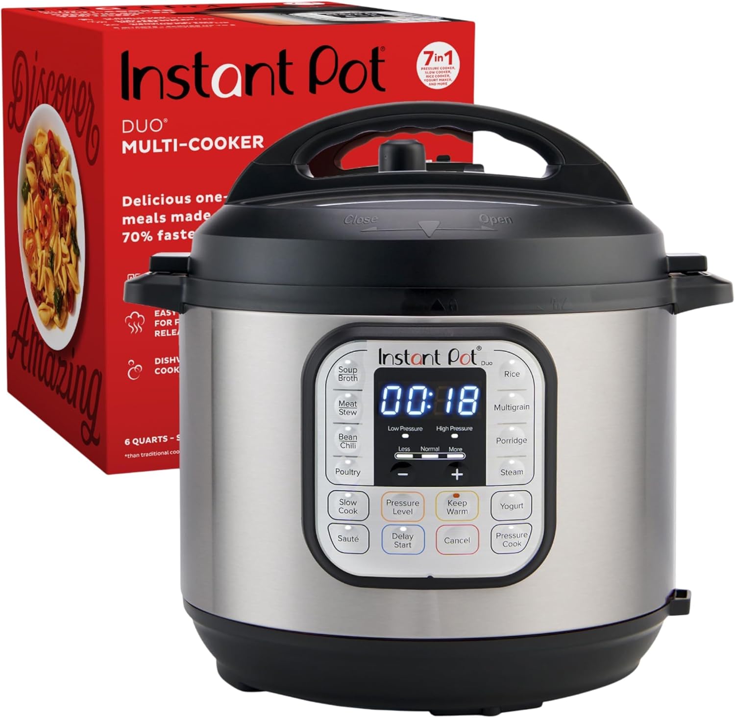 Instant Pot Duo 7-in-1 Mini Electric Pressure Cooker. Slow Rice Cooker. Steamer. Sauté. Yogurt Maker. Warmer & Sterilizer. Includes Free App with over 1900 Recipes. Stainless Steel. 3 Quart