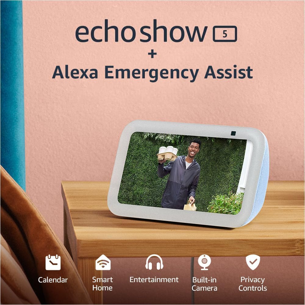 Amazon Echo Show 5 (newest model). Smart display with 2x the bass and clearer sound. Charcoal