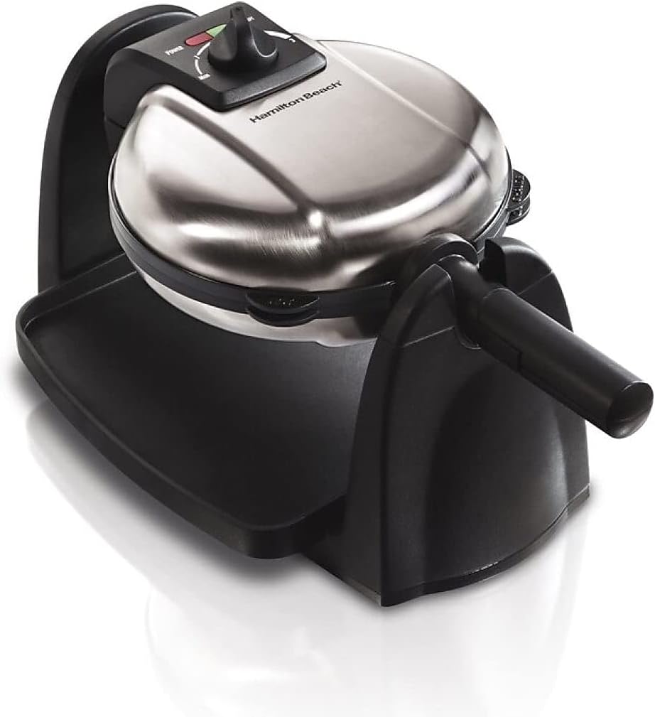 Hamilton Beach Belgian Waffle Maker with Removable PFAS-Free Durathon Nonstick Coated Plates. Easy Flip. Ceramic Grids. Black (26031)