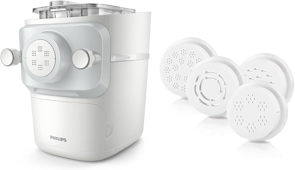 Philips 7000 Series Pasta Maker - ProExtrude Technology. Versatile Mixing Ability. 8 Shaping Discs. Perfect Dough. Easy Clean. Up to 8 Portions. White (HR2660/03)