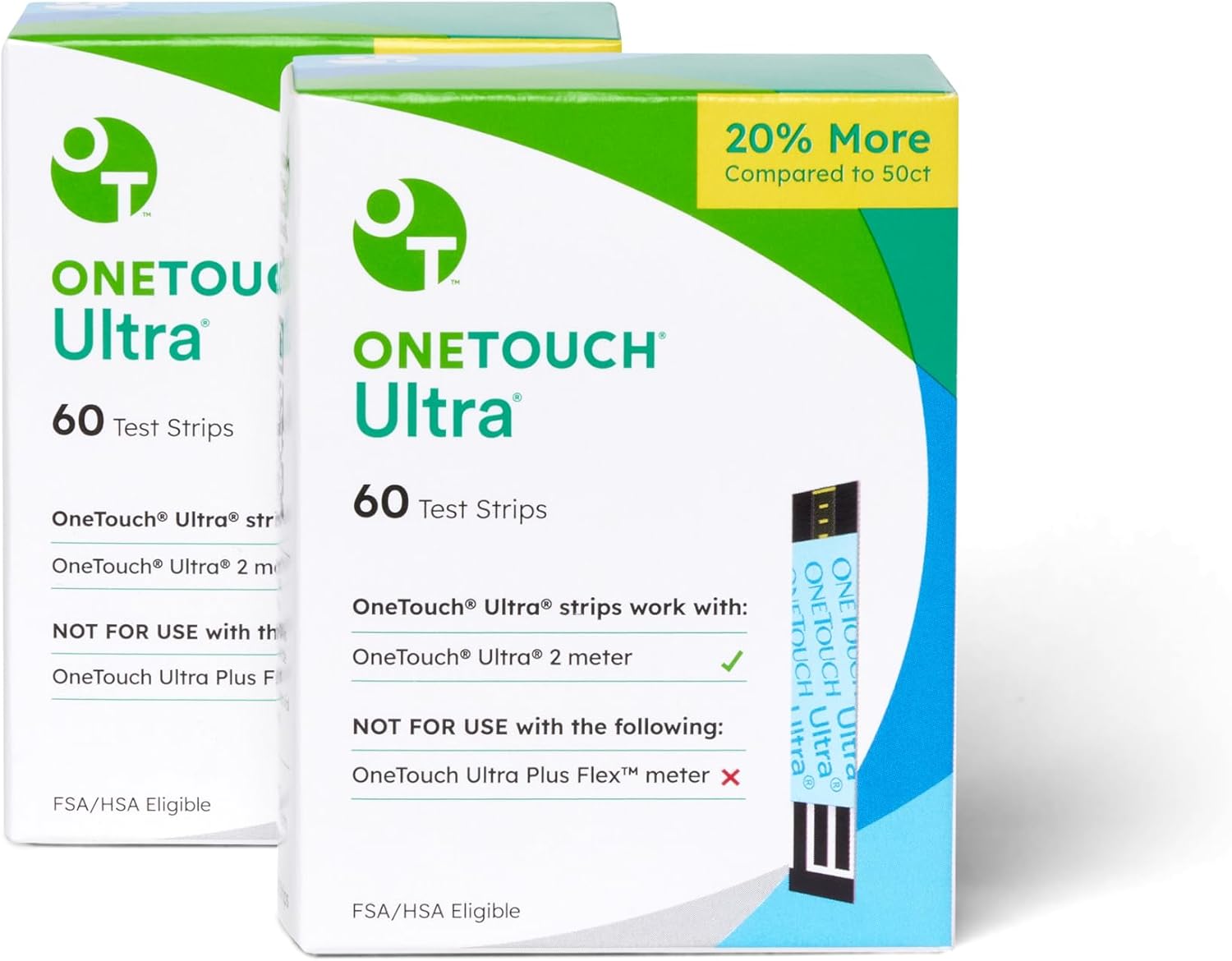 OneTouch Ultra Test Strips for Diabetes - 120 Count Diabetic Test Strips | Blood Sugar Test Strips for Blood Glucose Monitor Kit (2 Boxes. 60 Diabetes Test Strips Each)