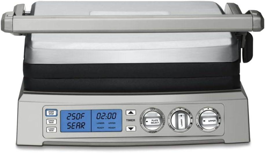 Cuisinart GR-5BP1 Electric Griddler FIVE. Enjoy 5-in-1 Functions. LCD Display. Wide Temperature Range and Sear Function. Stainless Steel