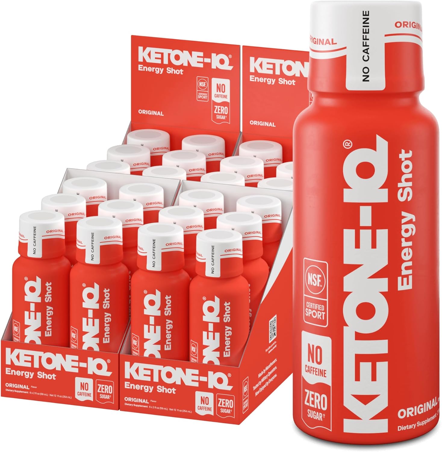 Ketone-IQ No Caffeine Exogenous Ketones Energy Shots - 24 Pack of Caffeine Free Energy Drinks with 10g Bioidentical Ketones - Sugar Free. Salt Free. and All Natural (4x6 ct)