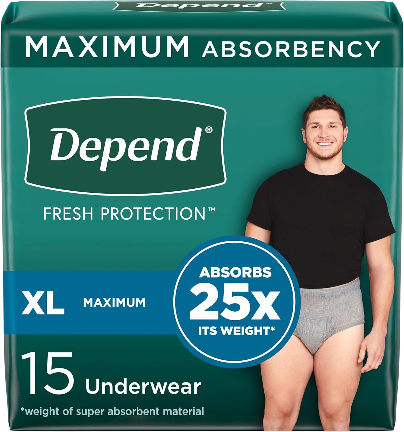 Depend Fresh Protection Adult Incontinence Underwear for Men. Disposable. Maximum. Large. Grey. 72 Count (2 Packs of 36). Packaging May Vary