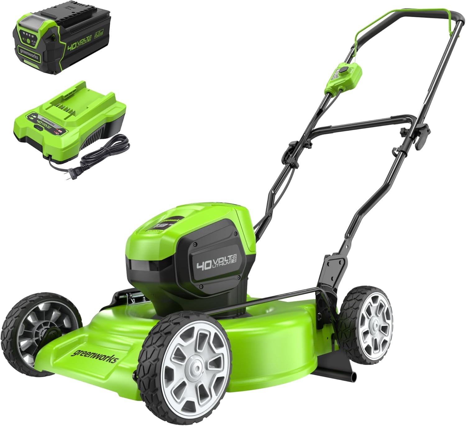 Greenworks 40V 19" Brushless (Push) Cordless Lawn Mower. 4.0Ah Battery and Charger