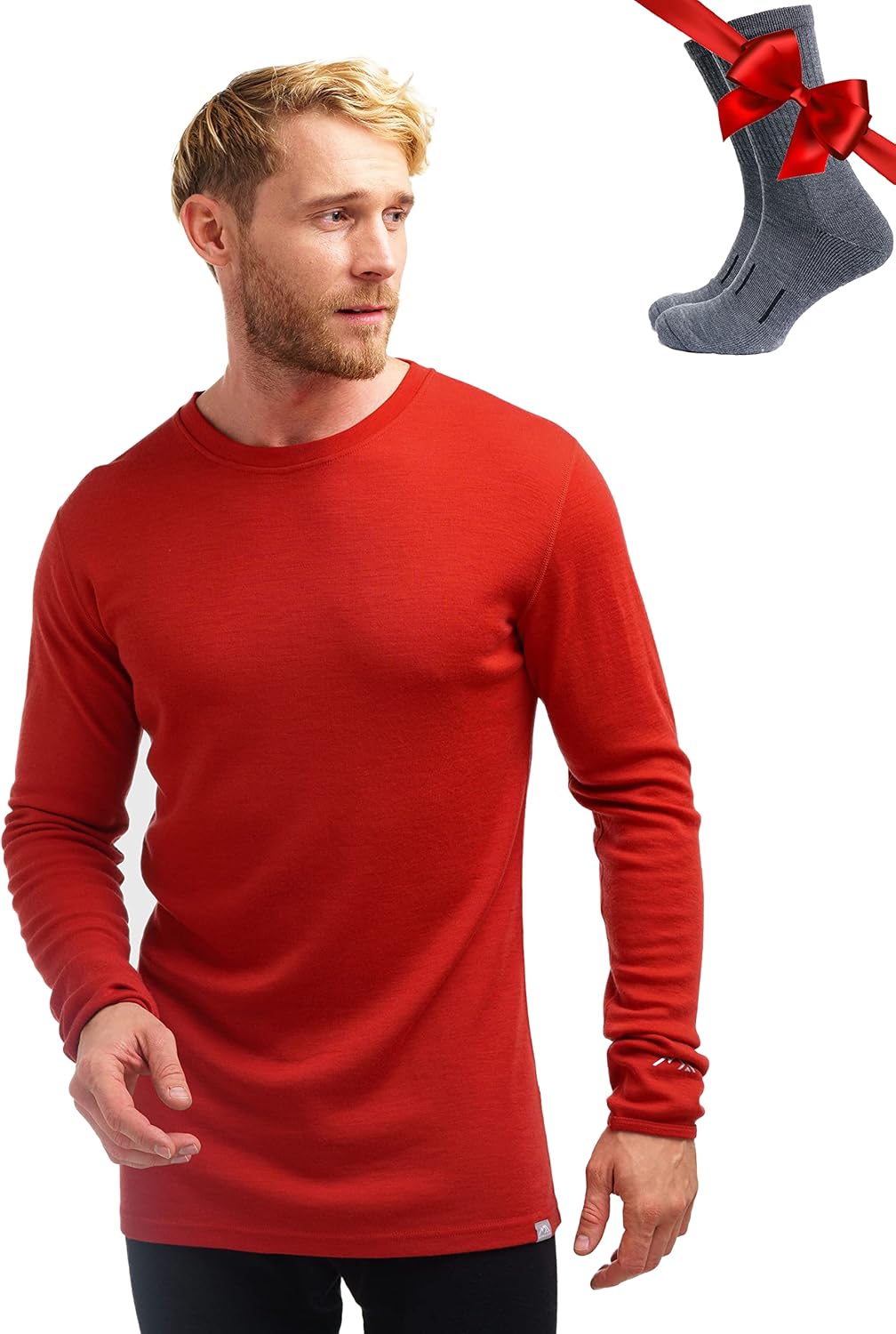 Merino.tech Merino Wool Base Layer - Mens 100% Merino Wool Long Sleeve Thermal Shirts Heavyweight. Midweight. Lite with Socks