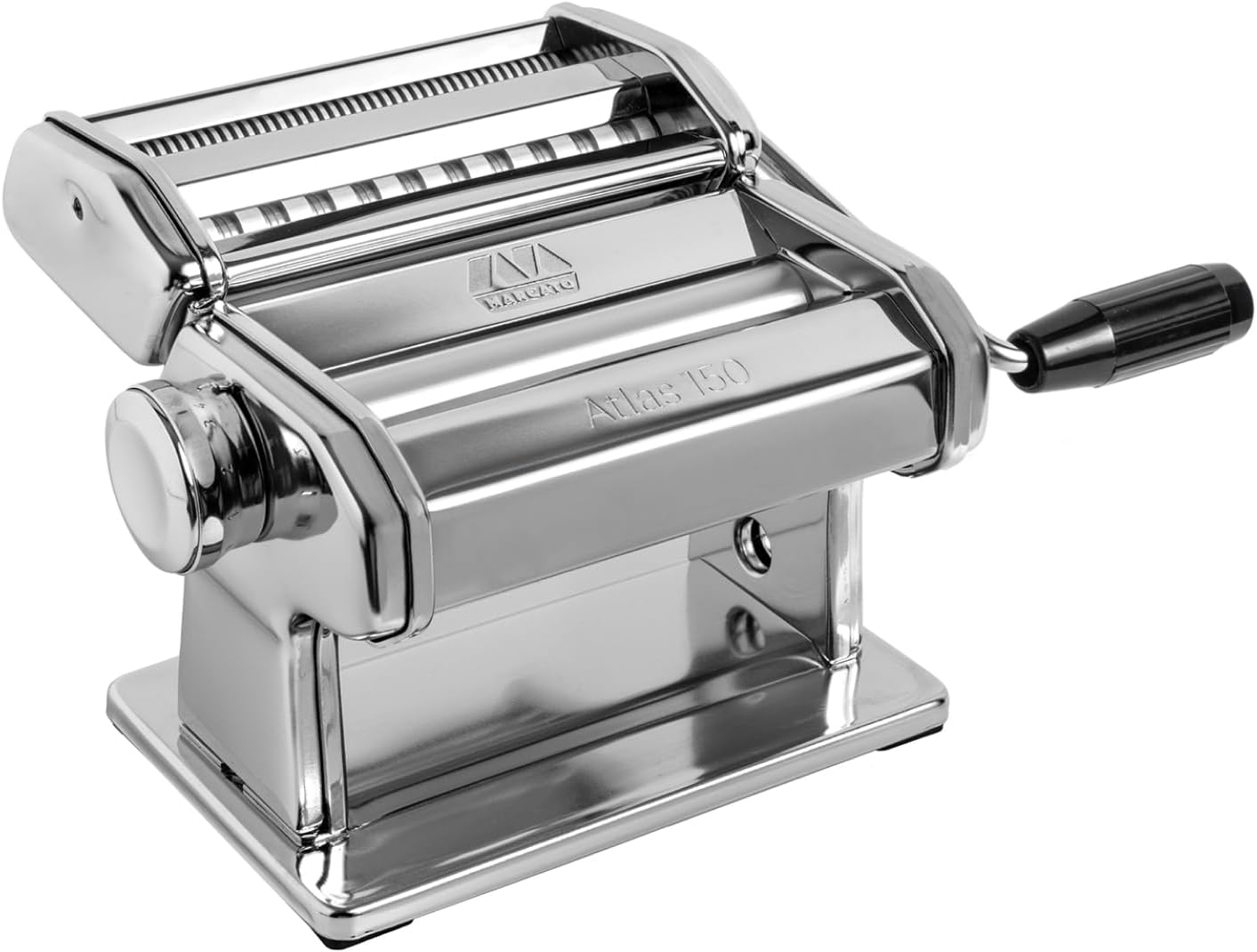 MARCATO Made in Italy Atlas 150 Classic Manual Pasta Maker Machine. Chrome Steel. Makes Lasagna. Fettuccine & Tagliolini .