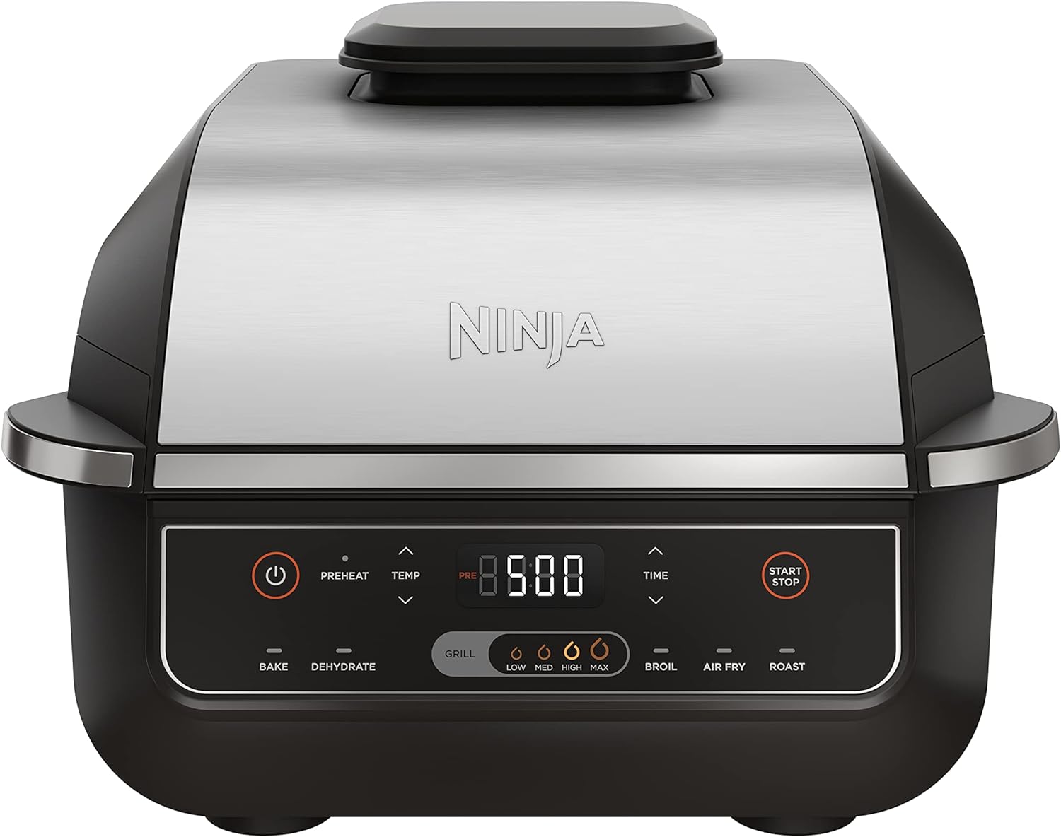 Ninja | Indoor Grill | Foodi | 5-in-1 (Grill. Air Fry. Roast. Bake. and Dehydrate | Fits up to 3lb Roast | Smoke Control System and Dishwasher Safe Parts| Black/Grey | AG301