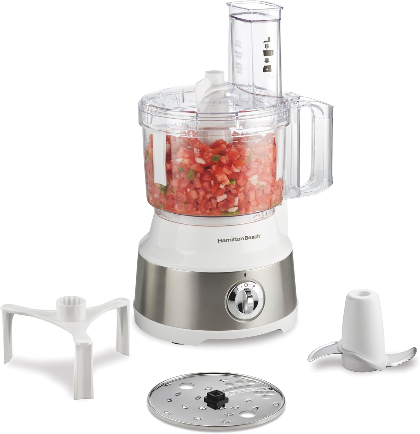 Hamilton Beach Food Processor & Vegetable Chopper for Slicing. Shredding. Mincing. and Puree. 10 Cups + Easy Clean Bowl Scraper. Black and Stainless Steel (70730)