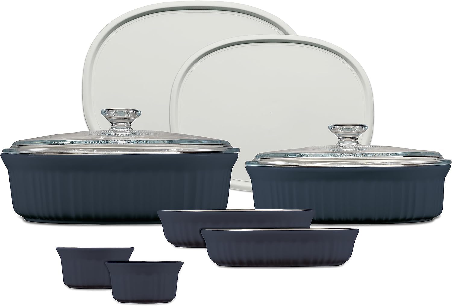 CorningWare French White 12-Pc Ceramic Bakeware Set with Lids Chip and Crack Resistant Stoneware Baking Dish. Microwave. Dishwasher. Oven. Freezer and Fridge Safe
