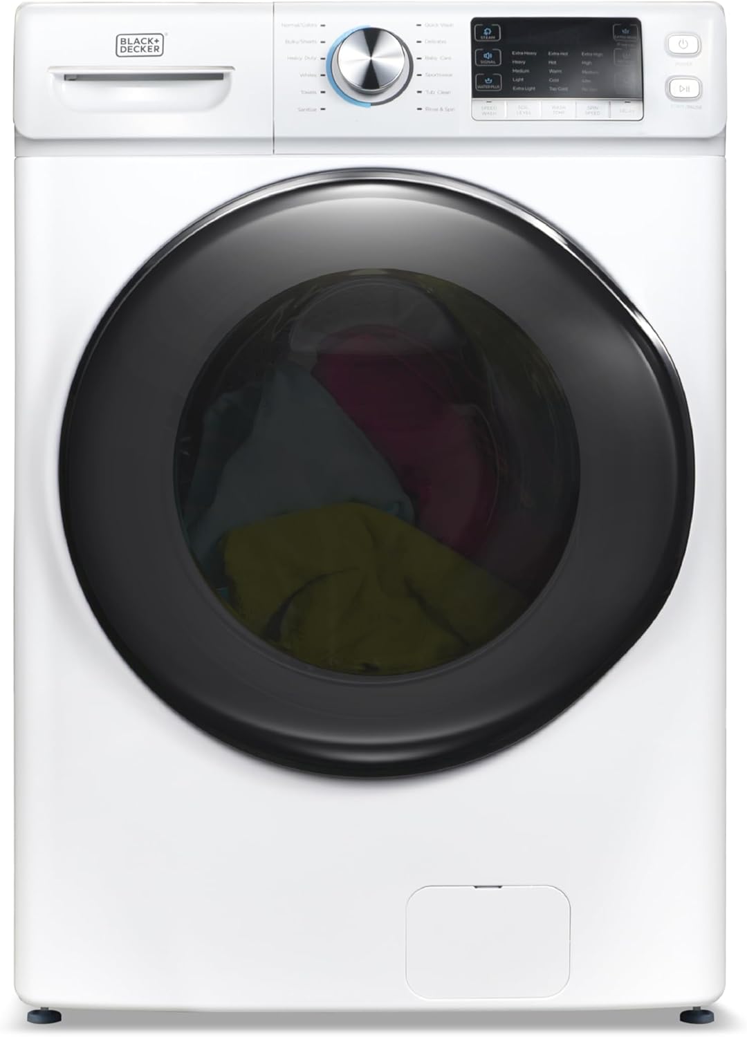 BLACK+DECKER 0.9 Cu. Ft. Portable Washer. 6.6 lb. Capacity Washing Machine for Homes & Apartments. 5 Wash Cycles. Quick Connect Sink Adapter and Drain Hose Included. Transparent Lid. BPWM09W. White