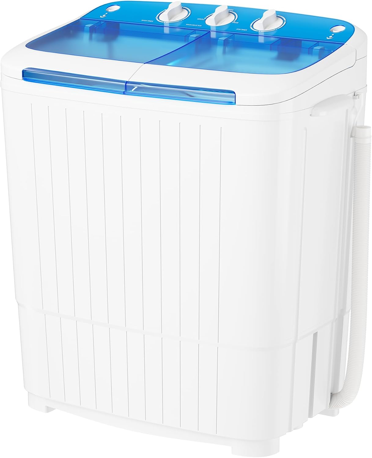 INTERGREAT Portable Washing Machine with Longer Hose. Twin Tub Washer Mini Compact Laundry Machine with Drain Pump. 16lbs Portable Washer Dryer Combo for Dorms. Apartments. Grey