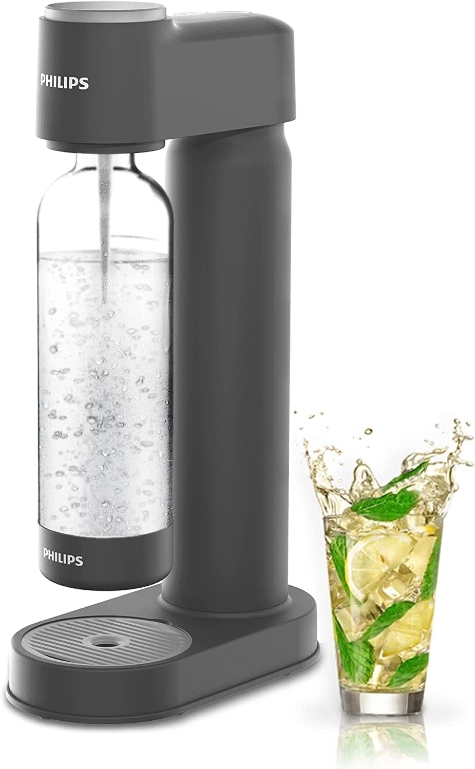 PHILIPS ADD4902BKO/37 Sparkling Water Maker. Soda Maker. Soda Streaming Machine with 1L Carbonating Bottle. Seltzer Fizzy Water Maker. Compatible with Any Screw-in 60L CO2 Carbonator(NOT Included)