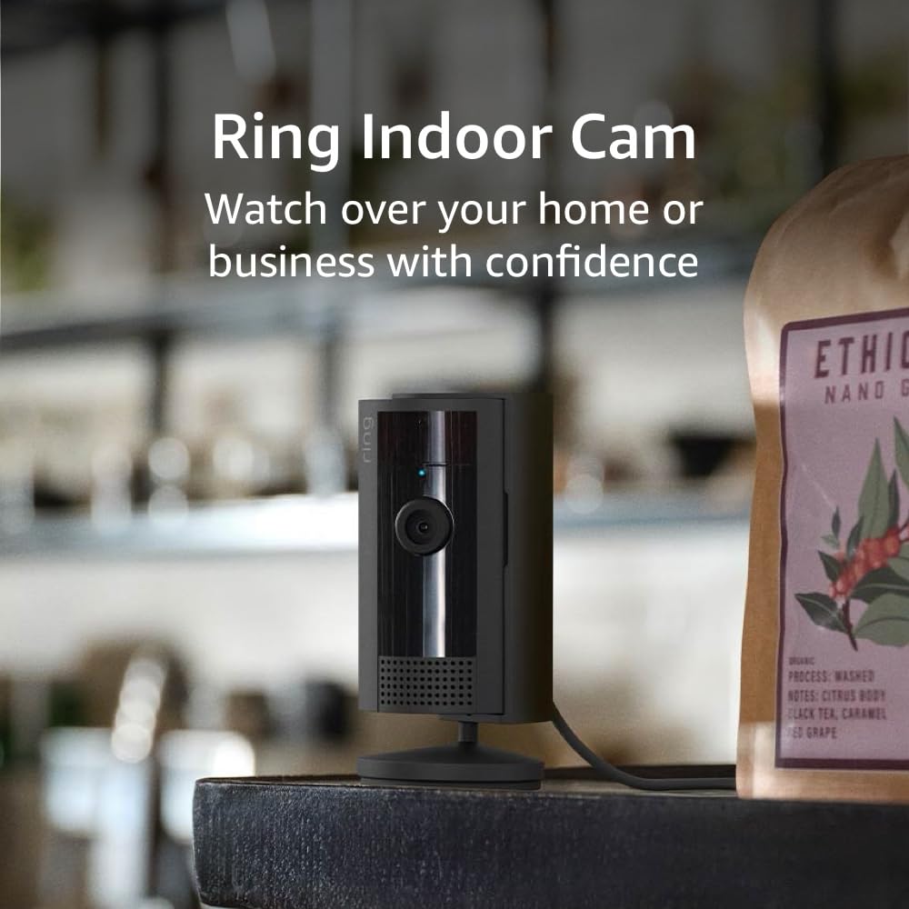 Ring Indoor Cam (newest model) — Home or business security in 1080p HD video. Black
