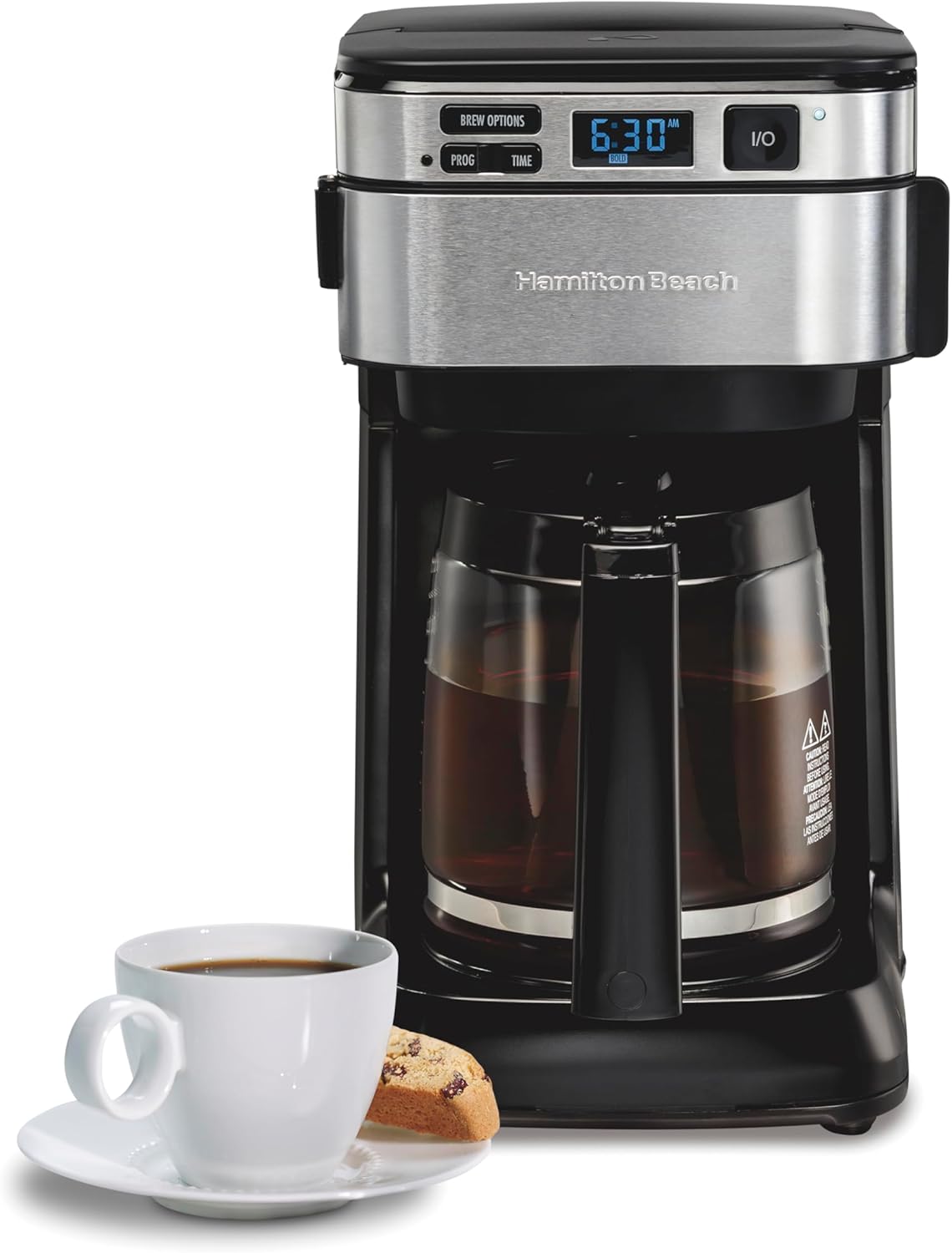 Hamilton Beach Programmable Drip Coffee Maker. 12 Cups. Front Access Easy Fill. Pause & Serve. 3 Brewing Options. Black (46310)
