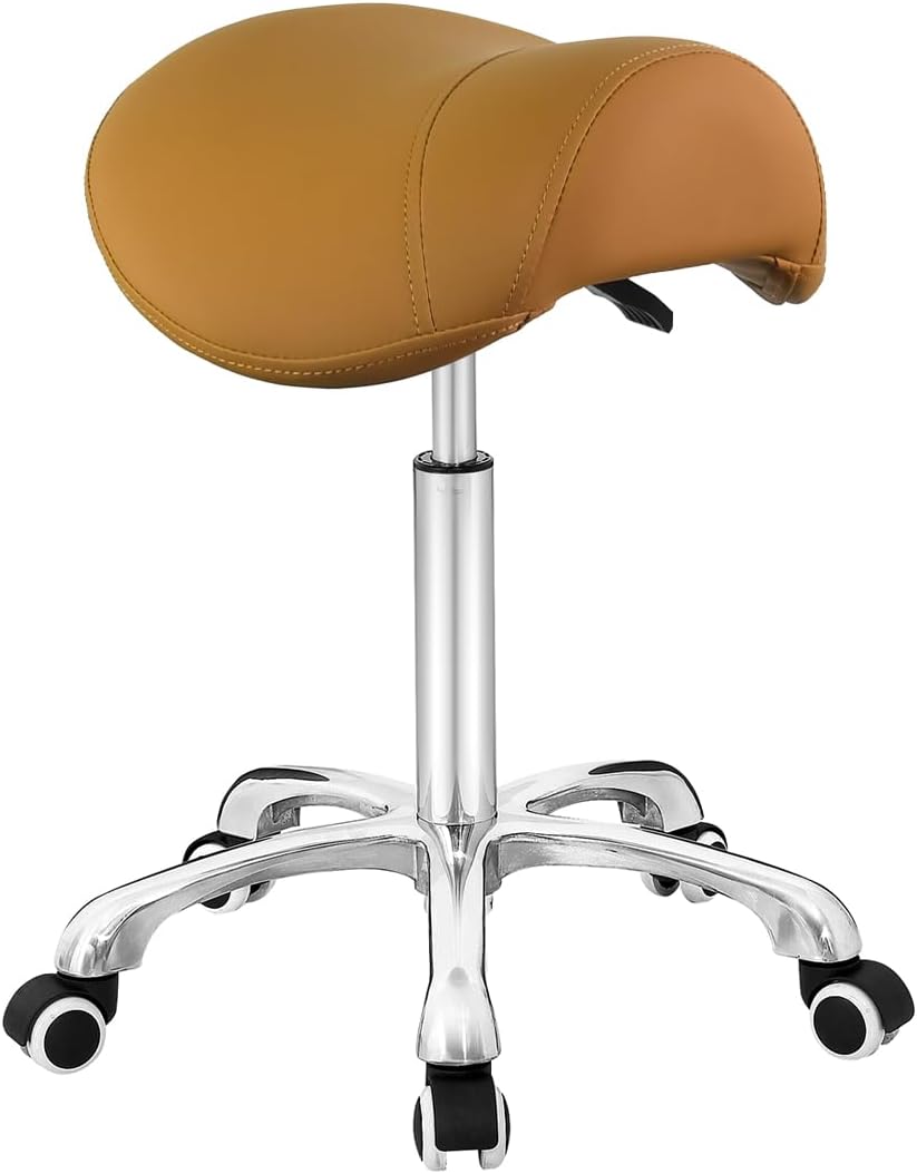 Antlu Saddle Stool Rolling Chair for Medical Massage Salon Kitchen Spa Drafting.Adjustable Hydraulic Stool with Wheels (Without Backrest. Black)