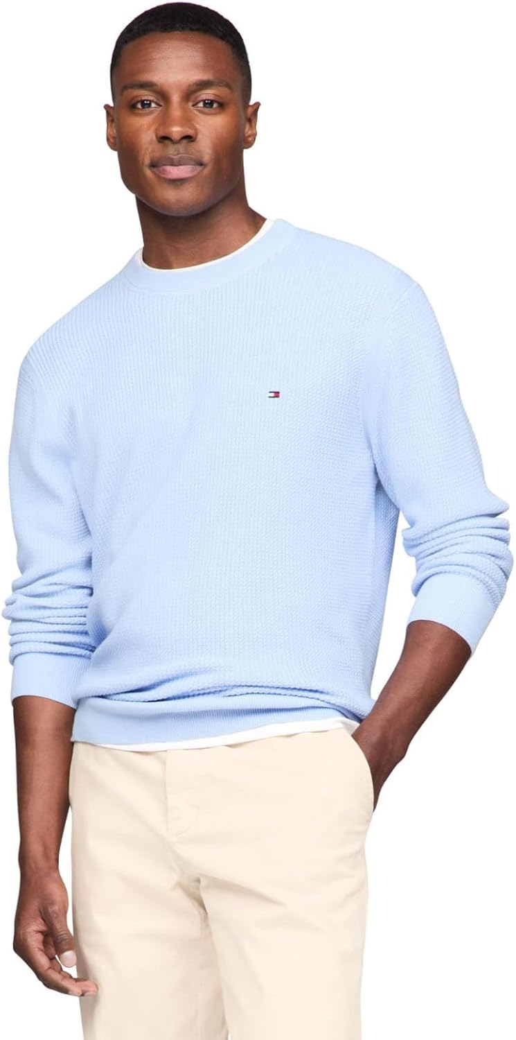 Tommy Hilfiger Men's Waffle Knit Crewneck Sweater Lightweight Pullover. Also Available in Big & Tall