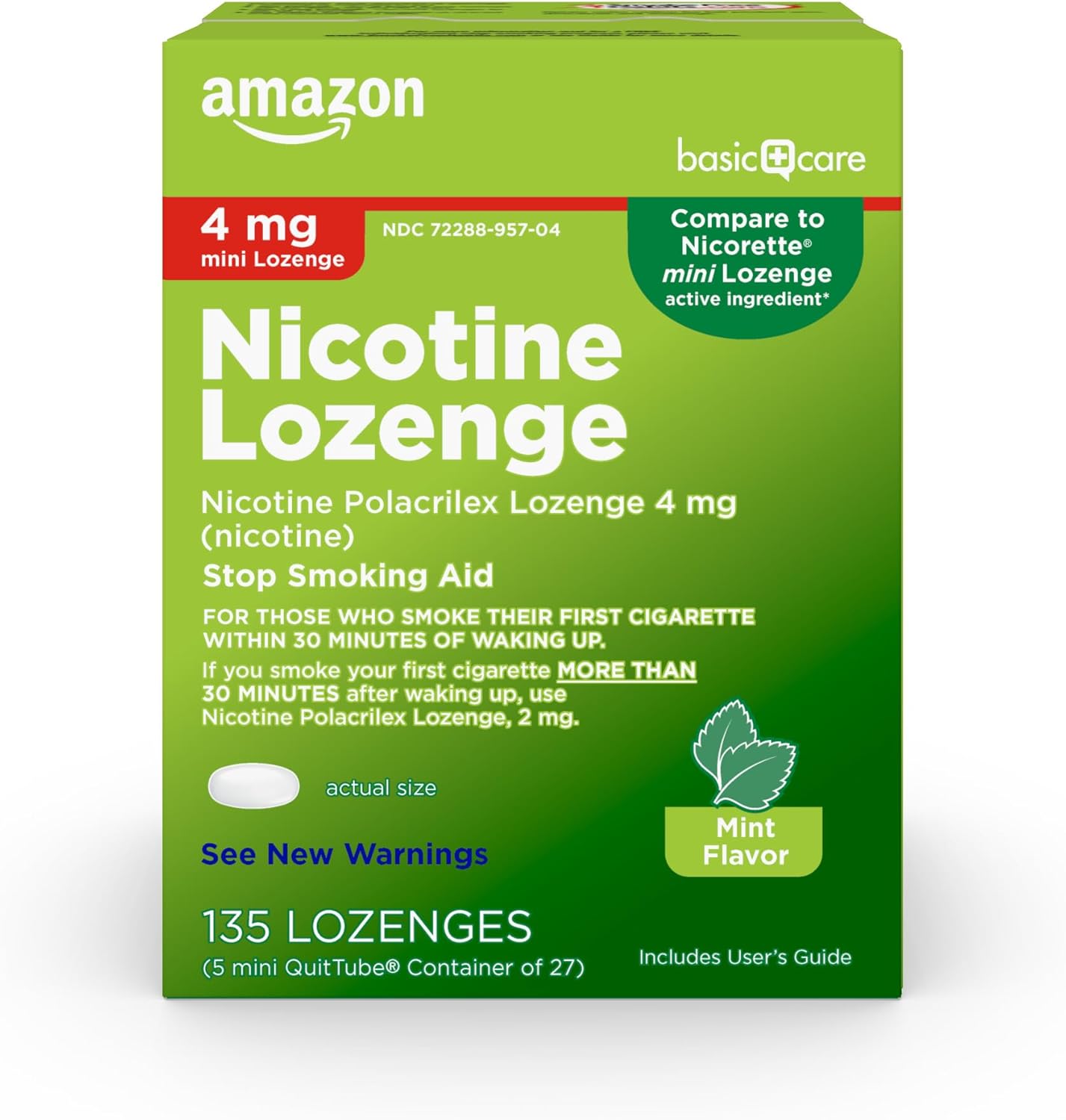 Amazon Basic Care Nicotine Polacrilex Lozenge 4 mg. Cherry Flavor. Stop Smoking Aid. 168 Count