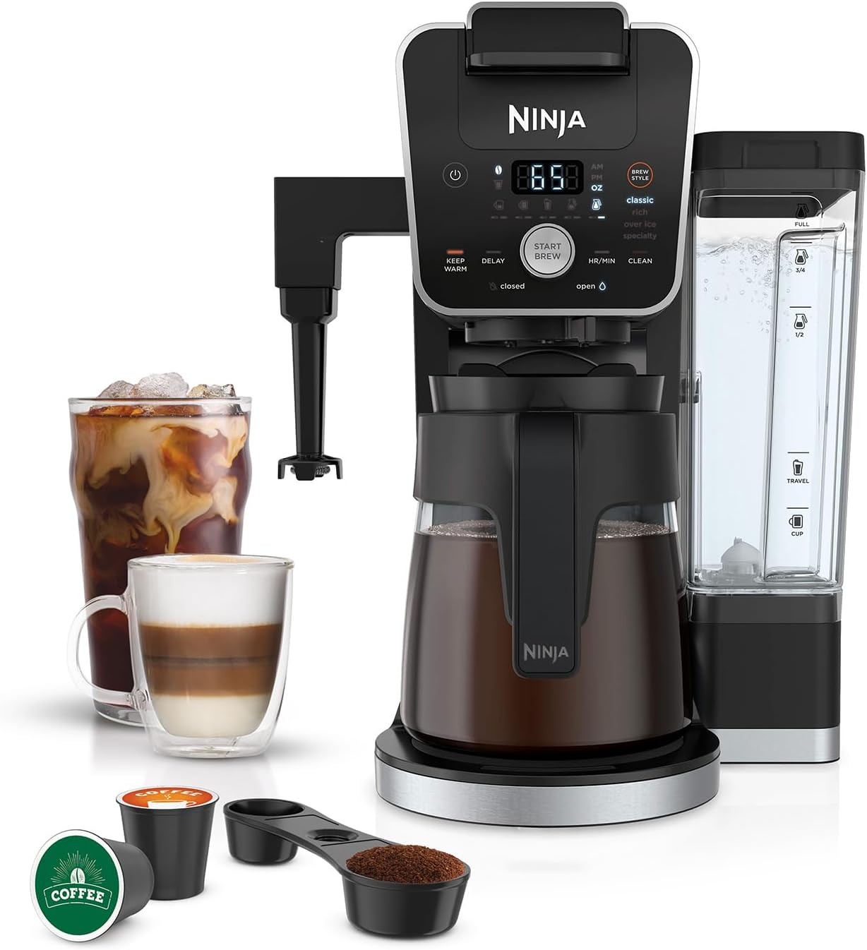 Ninja Hot and Iced Coffee Maker. Single Serve Coffee Maker and Drip Coffee Machine. DualBrew Pro Specialty 12-Cup with K-Cup Combo. Includes Permanent Filter. CFP307