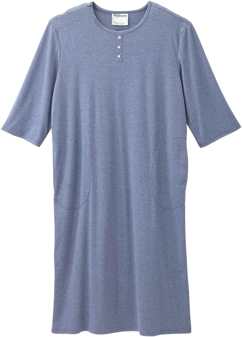 Silvert's Adaptive Clothing & Footwear Men's Open Back Henley Nightgown