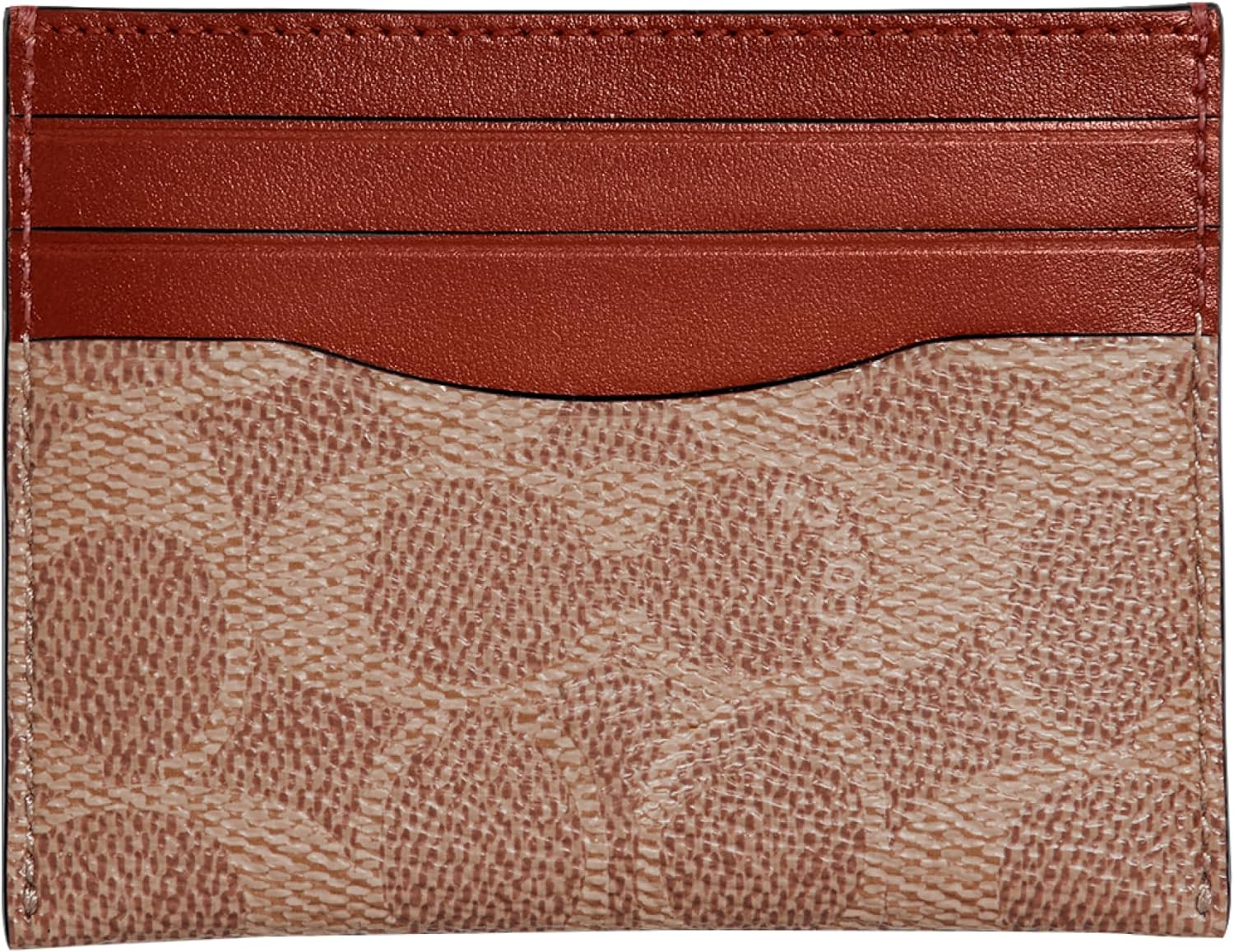 Coach Flat Card Case in Signature. Charcoal/Black. One Size