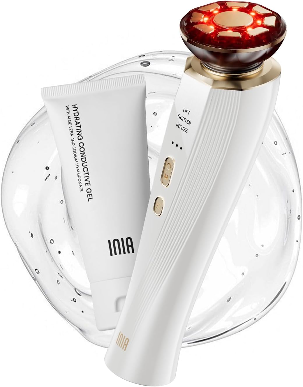 Microcurrent Facial Device. 3-in-1 Facial Massager Red Light Therapy Beauty Device for Face and Neck Skin Rejuvenation Lifting. Tightening. Infusing. Effective Wrinkle and Puffiness Reduction