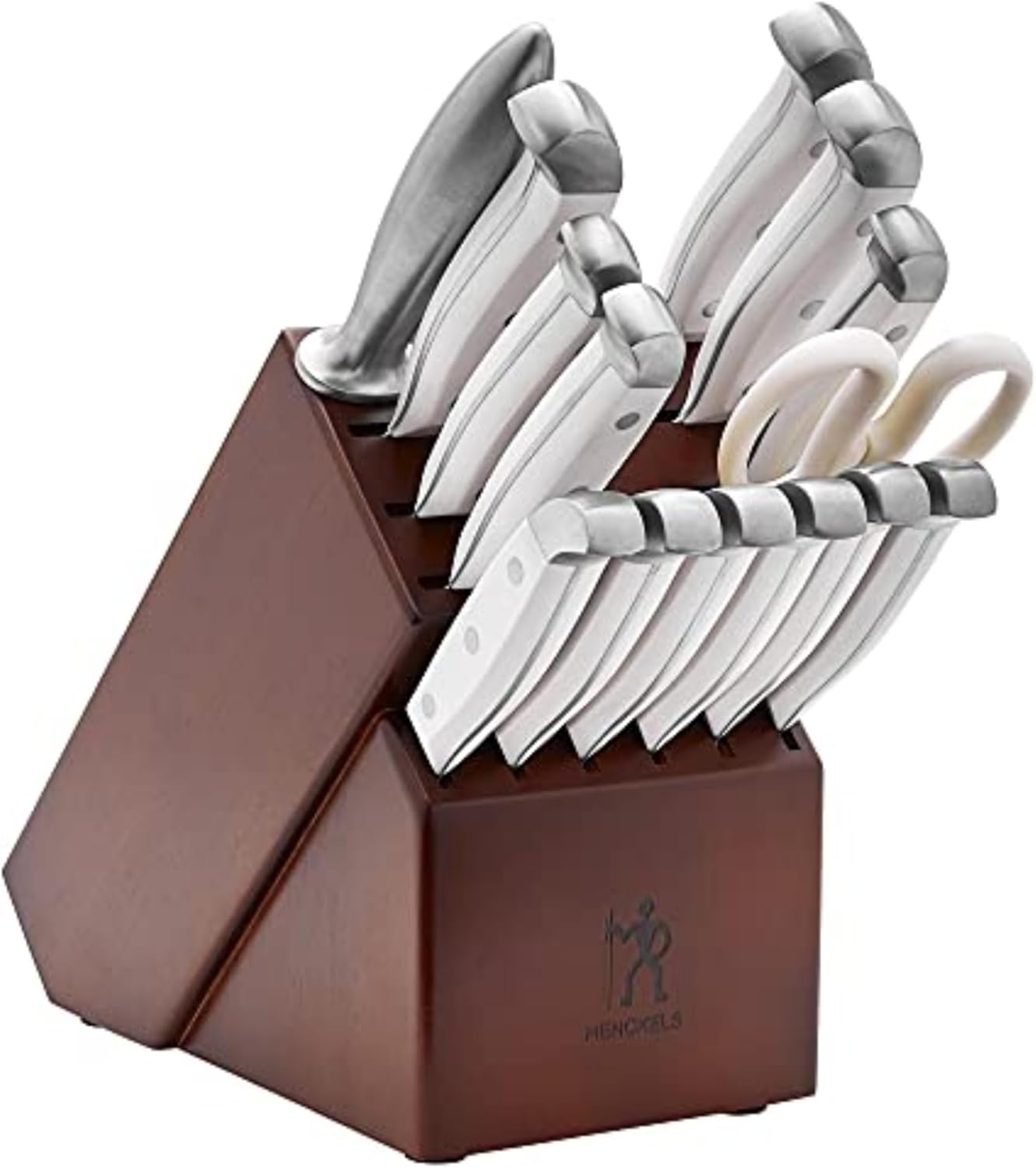 HENCKELS Premium Quality 15-Piece Knife Set with Block. Razor-Sharp. German Engineered Knife Informed by over 100 Years of Masterful Knife Making. Lightweight and Strong. Dishwasher Safe
