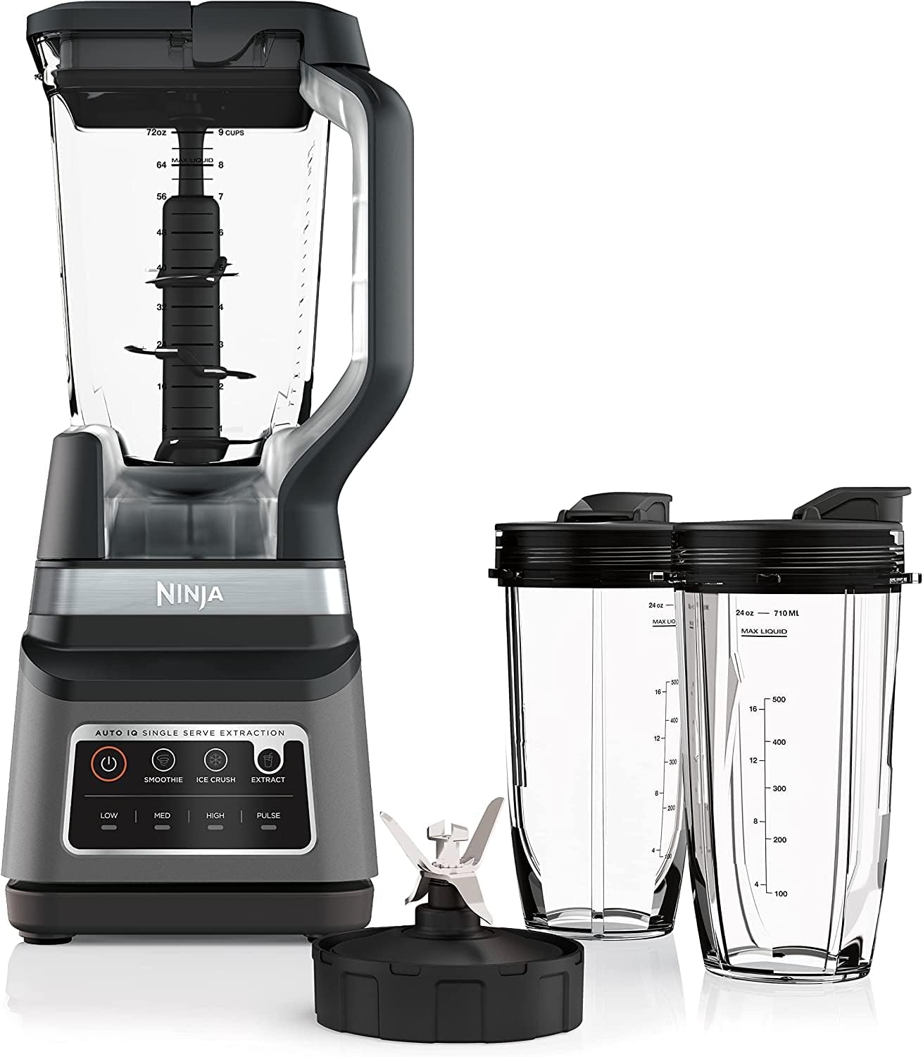Ninja BN701 Professional Plus Blender. 1400 Peak Watts. 3 Functions for Smoothies. Frozen Drinks & Ice Cream with Auto IQ. 72-oz.* Total Crushing Pitcher & Lid. Dark Grey