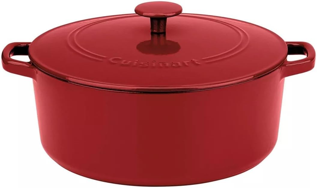 Cuisinart Chef's Classic Enameled Cast Iron Round Covered Casserole (Cardinal Red. 7- Quart)