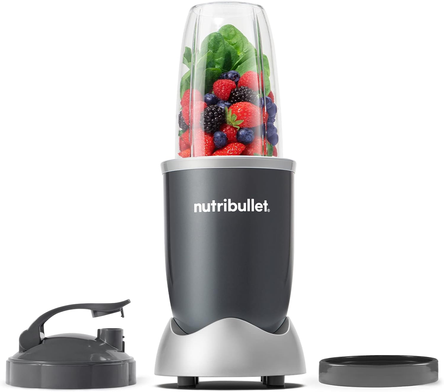 nutribullet Personal Blender for Shakes. Smoothies. Food Prep. and Frozen Blending. 24 Ounces. 600 Watt. Gray. (NBR-0601)