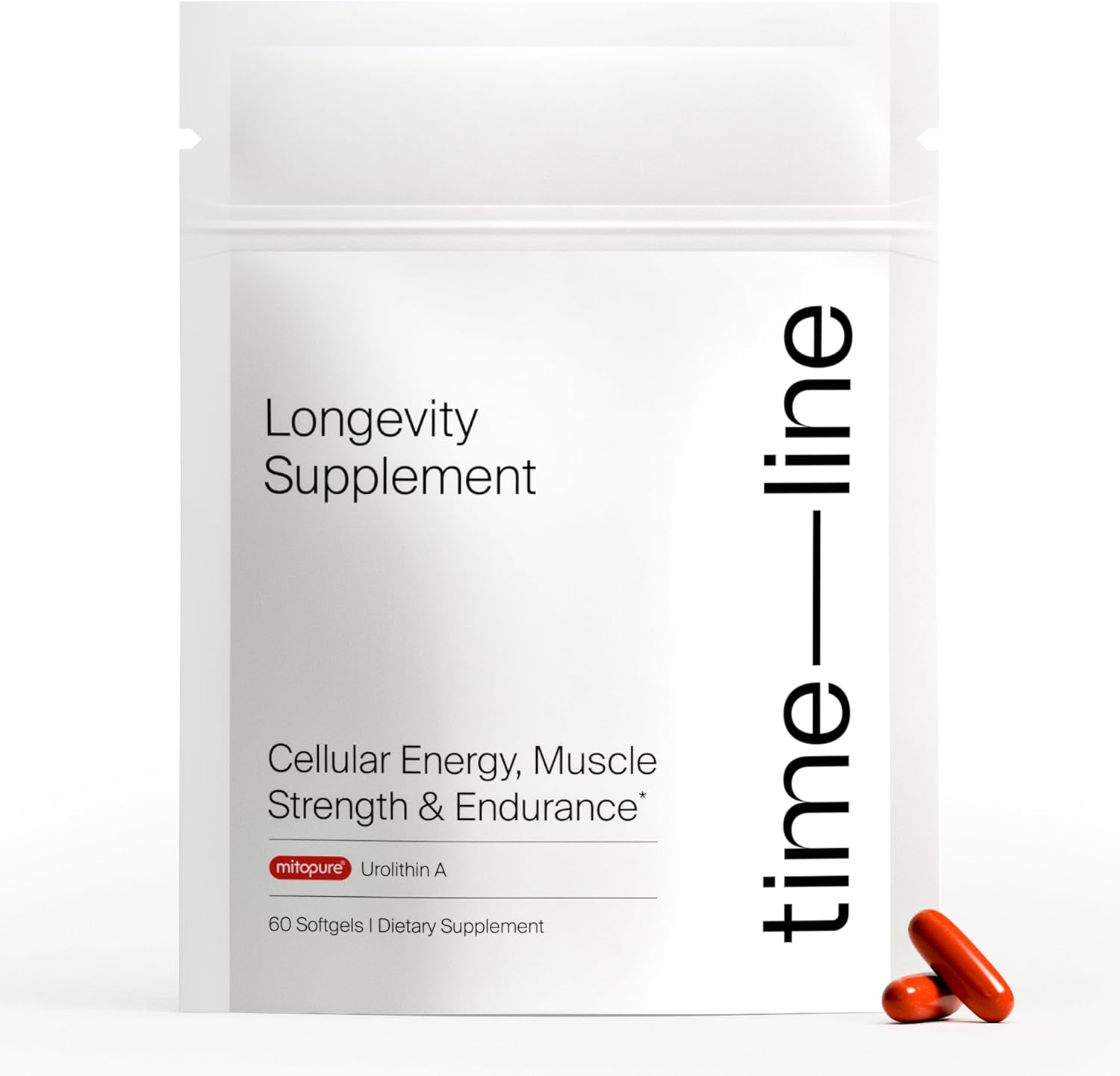 Timeline Mitopure Urolithin A Supplement - Clinically Proven Support for Healthy Aging and Cellular Renewal - Mitoceutical for Muscle Strength and Longevity - 60 Count Softgels