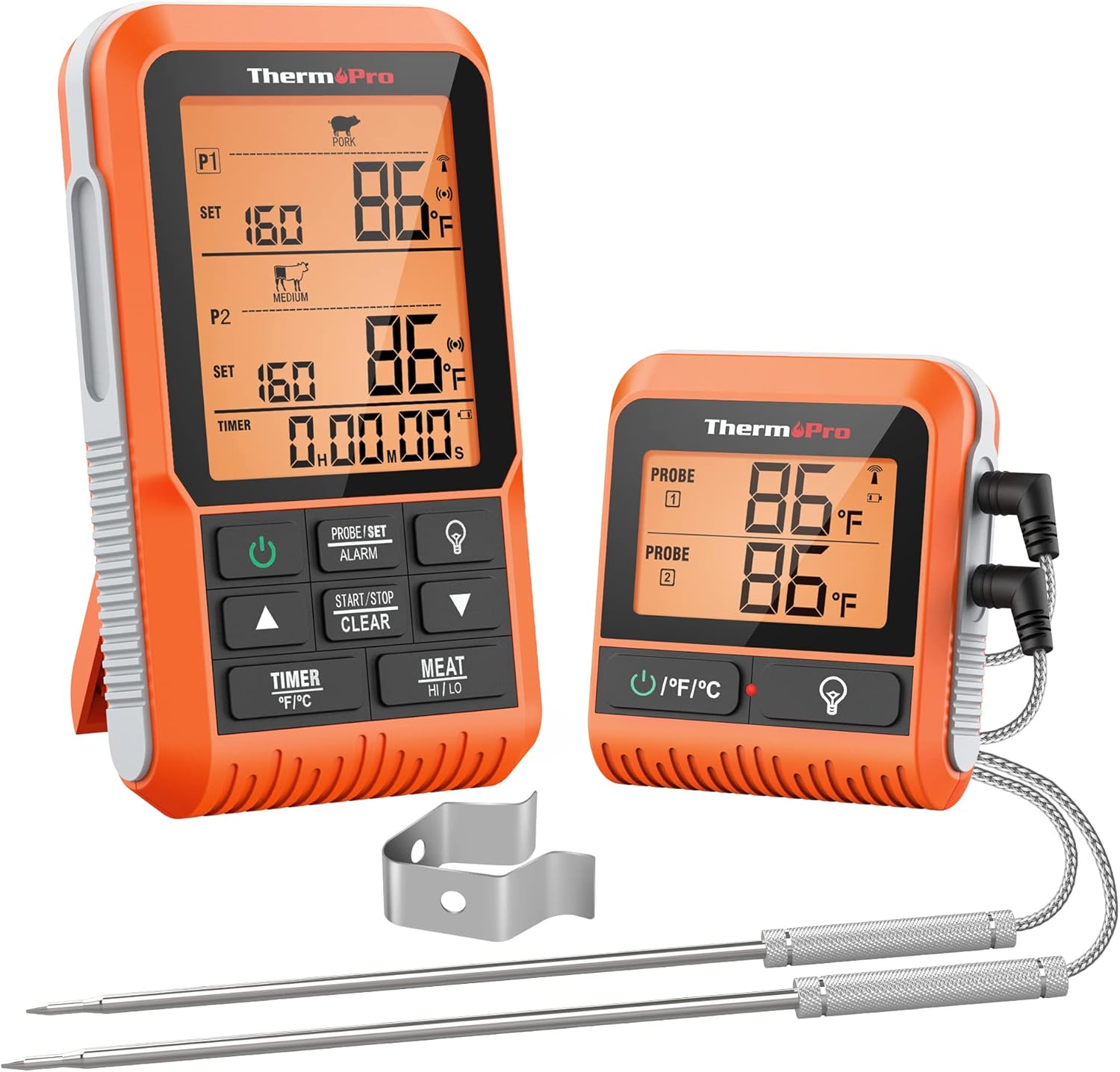 ThermoPro TP829 1000ft Wireless Meat Thermometer Digital for Grilling and Smoking. 4 Meat Probes Grill Thermometer for Outside Grill. BBQ Thermometer for Cooking Beef Turkey Smoker Accessories