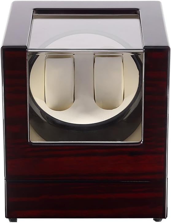 Uten Automatic Watch Winder Box Luxury Wooden Watch Storage Case. Double Watch Winder with Quiet Motor 4 Rotation Mode for Father's Day Gift for Him. Birthday Gift. Red