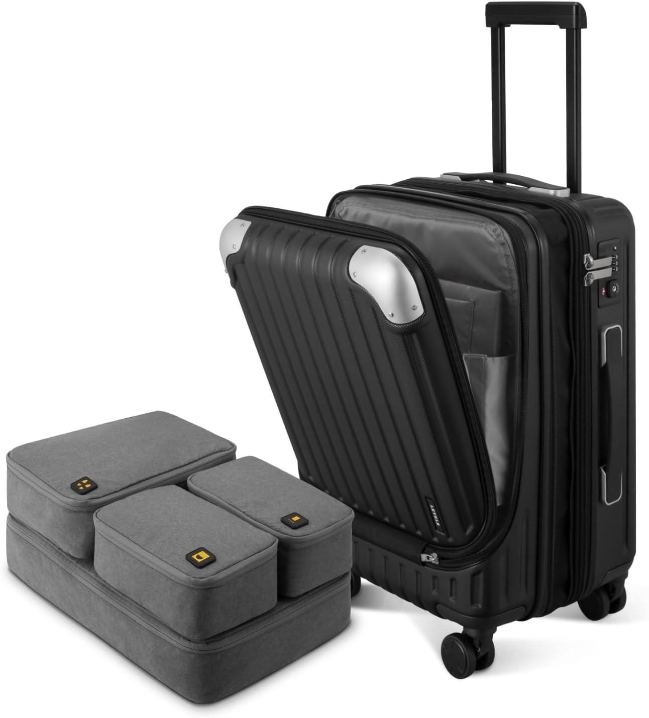 LEVEL8 Grace Carry on Luggage Airline Approved. 20 Inch Expandable Hard Sided Luggages with Spinner Wheels. Harshell Small Rolling Suitcase for Women Men with Tsa Lock. Blue
