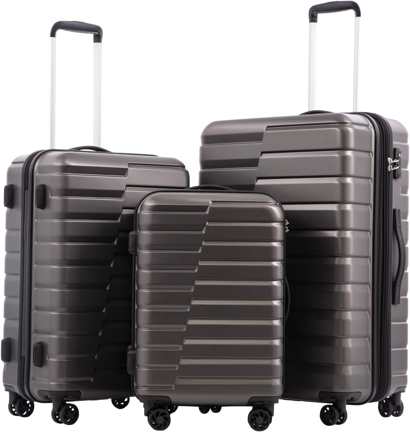 COOLIFE Expandable Suitcase PC ABS TSA Luggage 3 Piece Set Lock Spinner Carry on (Teal blue)