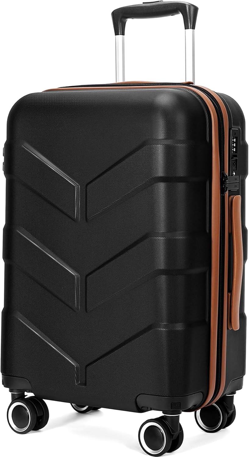 Luggage Sets 3 Piece with Spinner Wheel. Hardside Suitcase Set with TSA Lock. Expandable Travel Luggage for Men and Women. Black