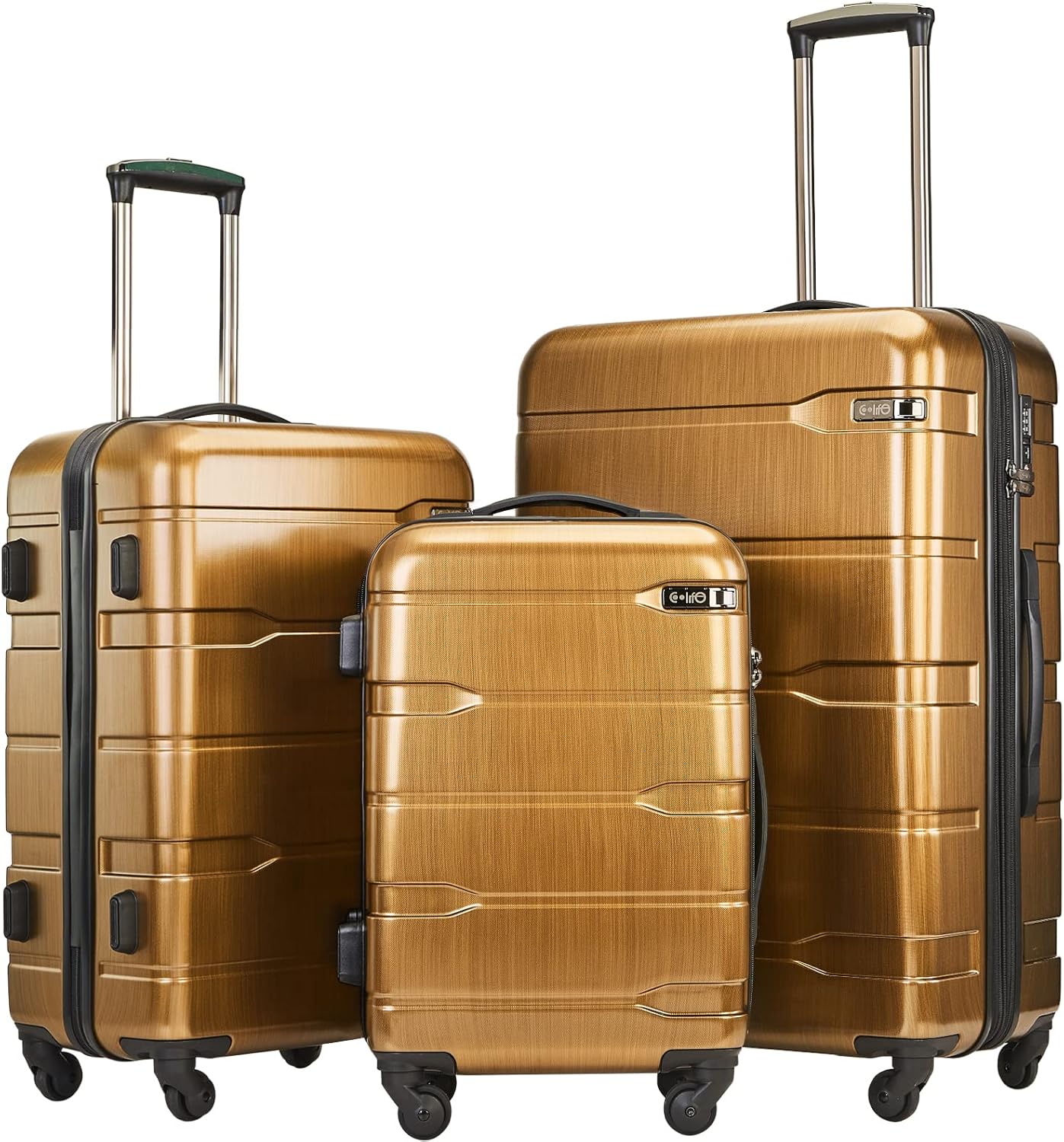 Coolife Luggage Expandable(only 28") Suitcase PC+ABS Spinner Built-In TSA lock 20in 24in 28in Carry on