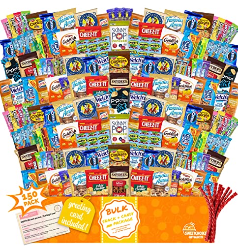 Snack Box Care Package (150) Variety Snacks Gift Box Bulk Snacks -. College Students. Military. Work or Home - Over 9 Pounds of Snacks! Snack Box Fathers gift basket gifts for men