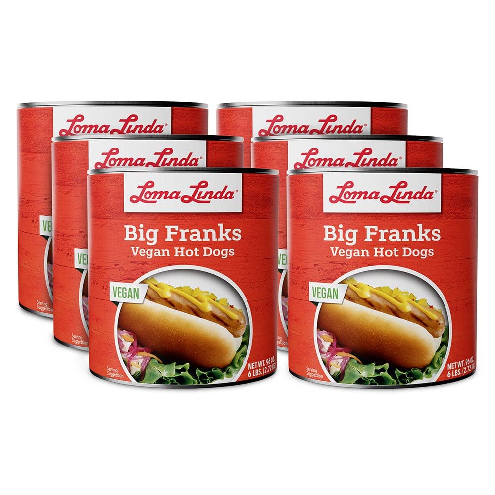 Vegan Meat Hot Dogs Alternative - Loma Linda Big Franks Plant-Based Sausages. Meatless Protein. Vegetarian Frankfurters. Non-GMO. Ready to Eat. 15oz Cans (12-Pack)