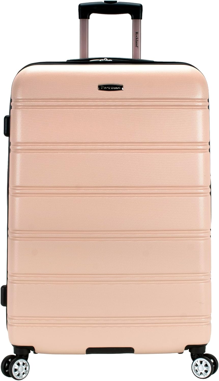 Rockland Melbourne Hardside Expandable Luggage with Spinner Wheels. Charcoal. Checked Large 28"