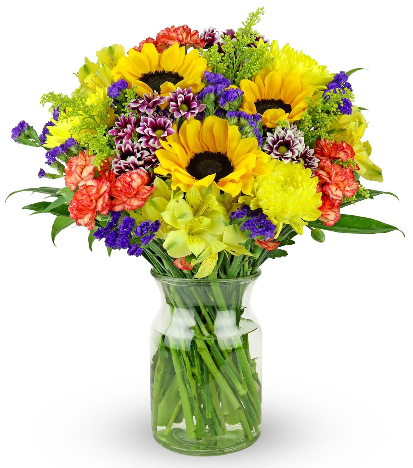 Benchmark Bouquets - Flowering Fields (Glass Vase Included) - Fresh Flowers for Delivery - Gift for Graduation. Birthday. Anniversary. Sympathy. Get Well. Congratulations