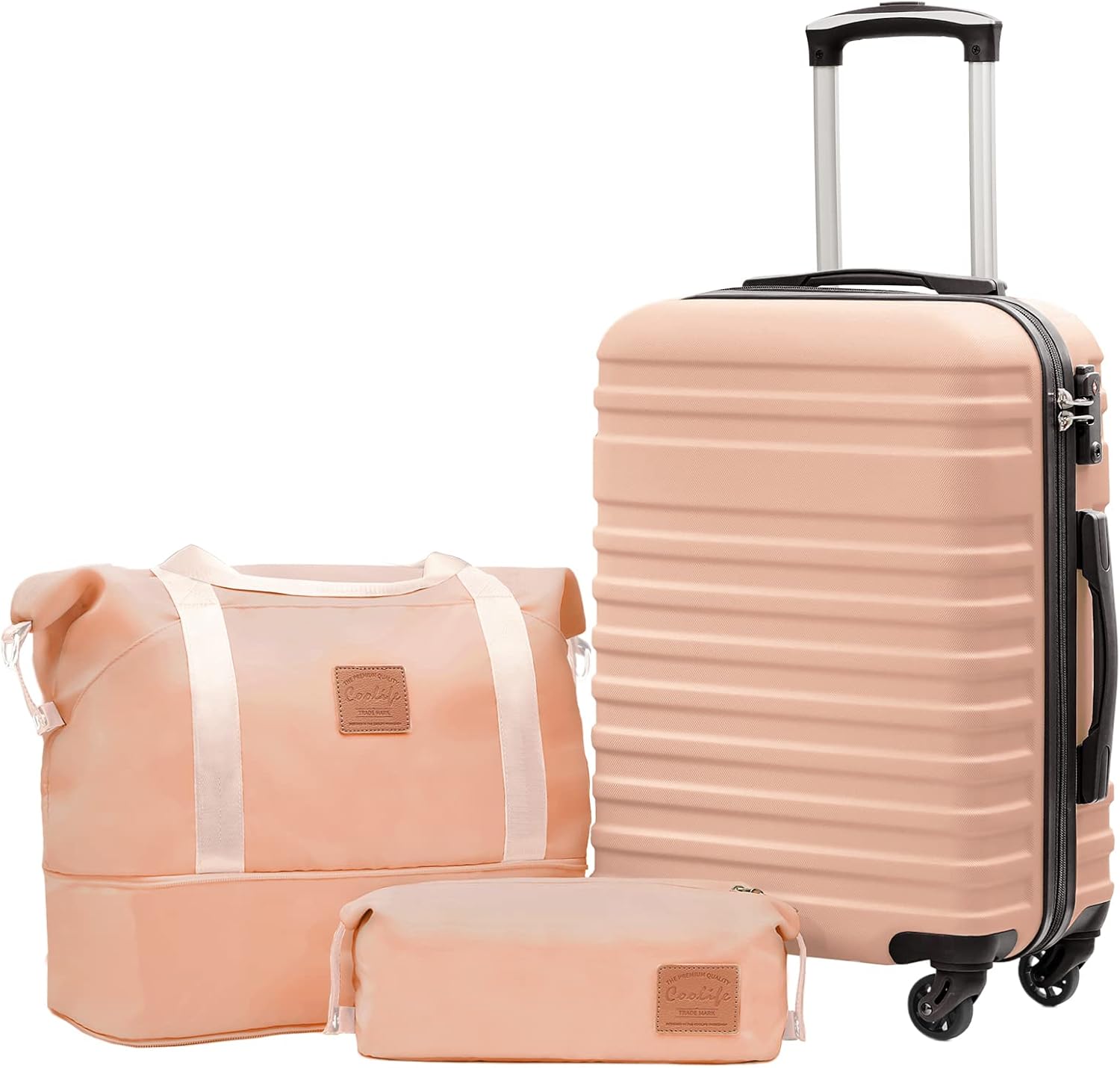 Coolife Suitcase Set 3 Piece Carry On Hardside Luggage with TSA Lock Spinner Wheels (White. S(20in))