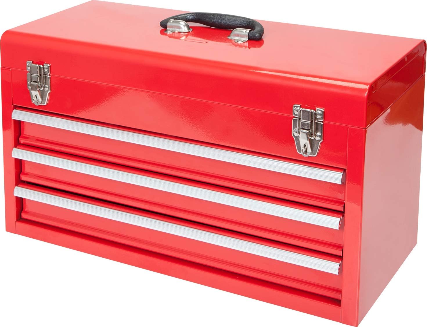 BIG RED ANTBD133-XB Torin 20" Portable 3 Drawer Steel Tool Box with Metal Latch Closure. Red