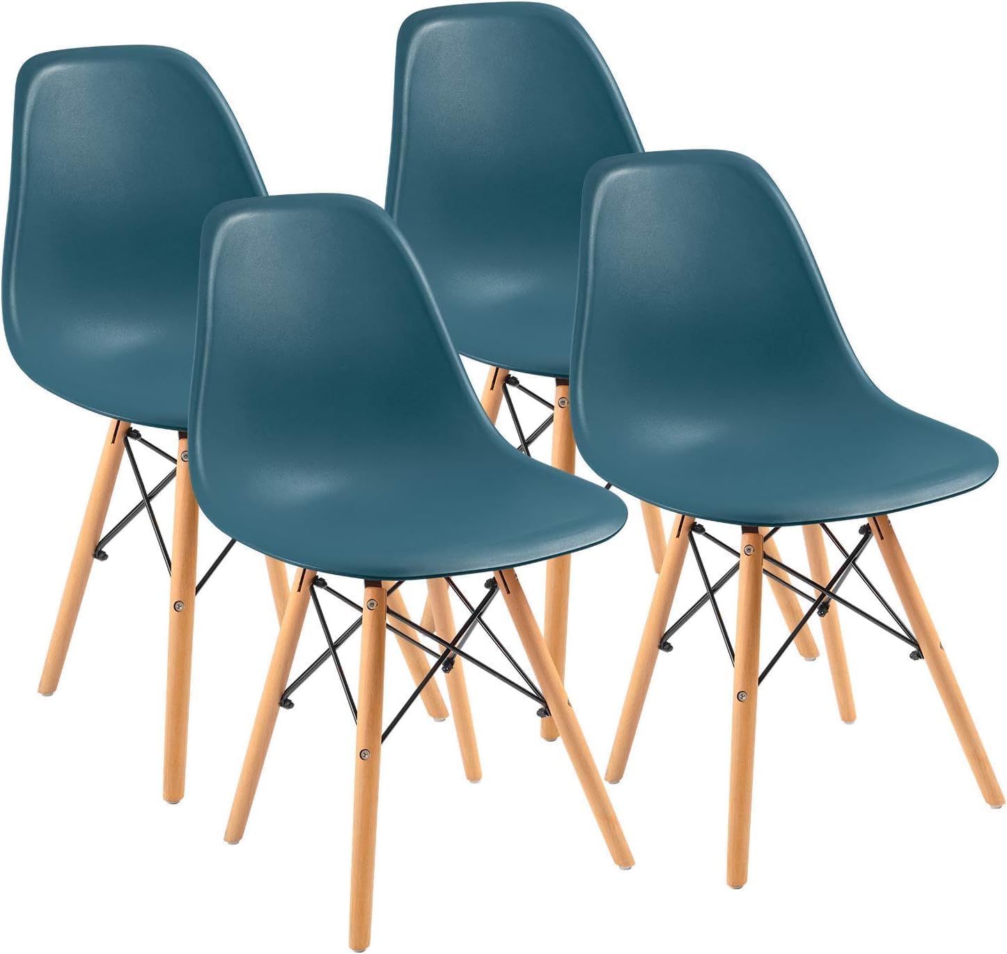 Furmax Pre Assembled Modern Style Dining Chair Mid Century Modern DSW Chair. Shell Lounge Plastic Chair for Kitchen. Dining. Bedroom. Living Room Side Chairs Set of 4 (White)