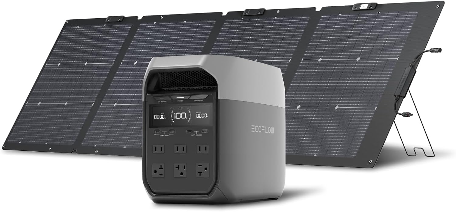 EF ECOFLOW Portable Power Station DELTA 2. 1024Wh LiFePO4 (LFP) Battery. 1800W AC/100W USB-C Output. Solar Generator(Solar Panel Optional) for Home Backup Power. Camping & RVs