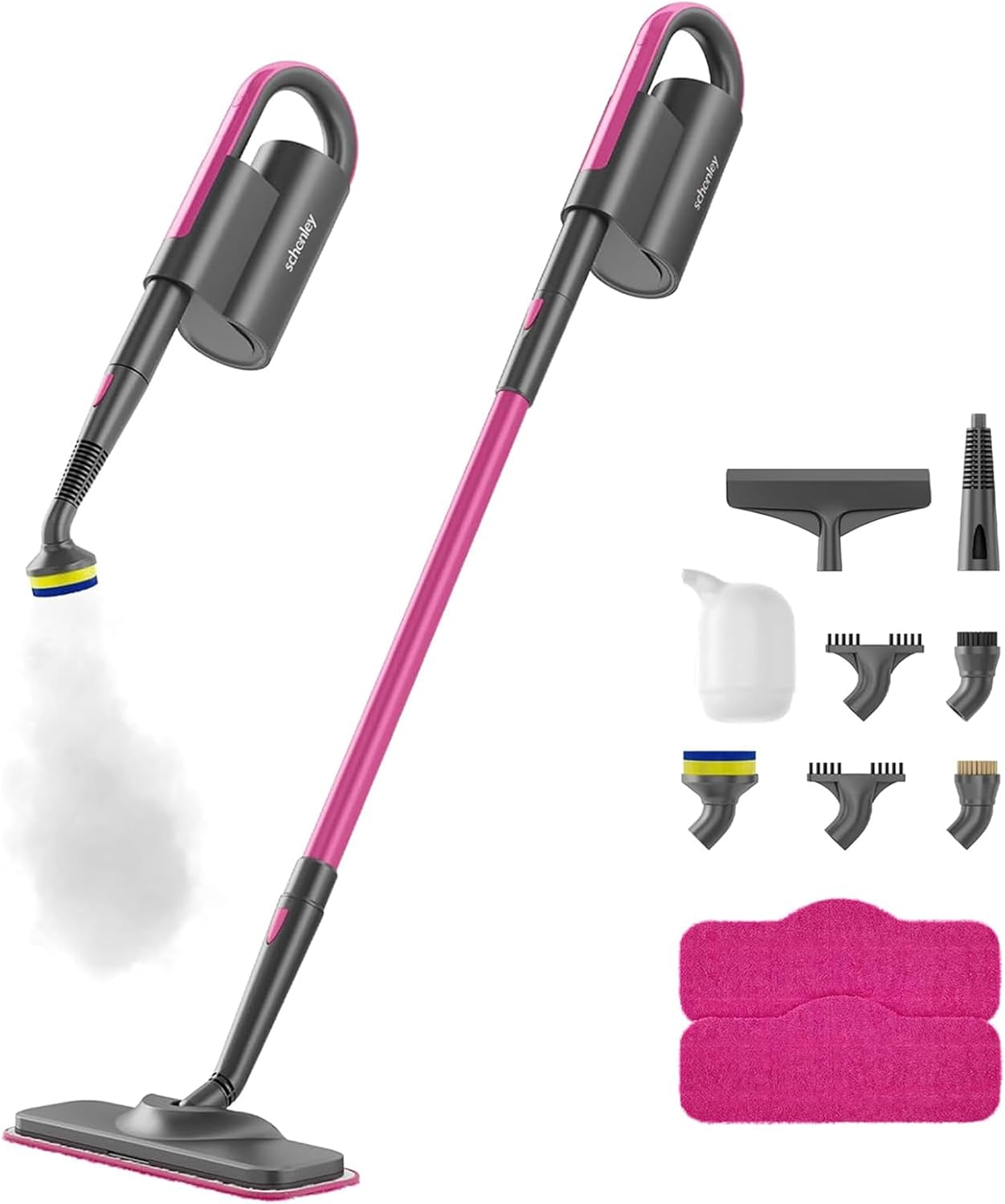 Schenley Steam Mop Cleaner with Detachable Handheld Steamer for Cleaning Hardwood. Laminate Floor. Tiles and Grout. with 7-in-1 Multi-purpose Accessories and Washable Microfiber Pads