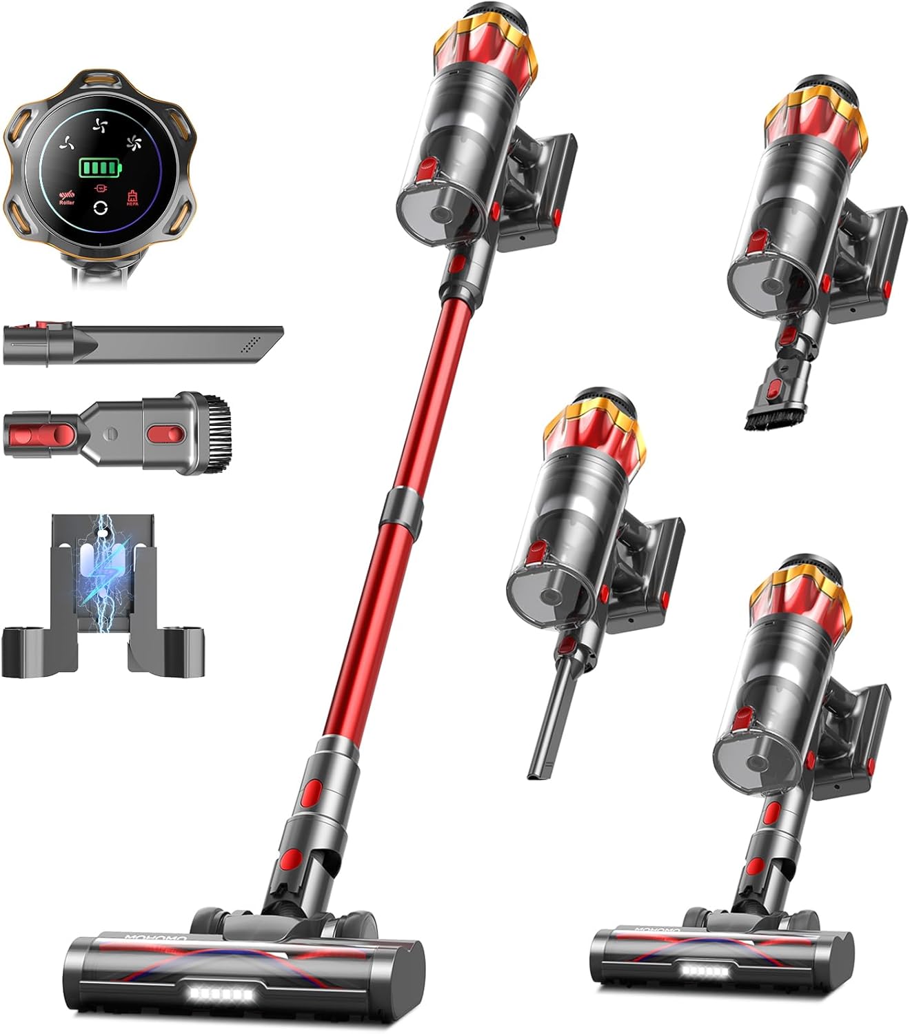Cordless Vacuum Cleaner.580W 48KPA 65Mins Vacuum Cleaners for Home.Self-Standing Stick Vacuum with Anti-Tangle Brush & OLED Touch Screen.Rechargeable Vacuum Cordless for Pet Hair.Carpet.Hardwood Floor