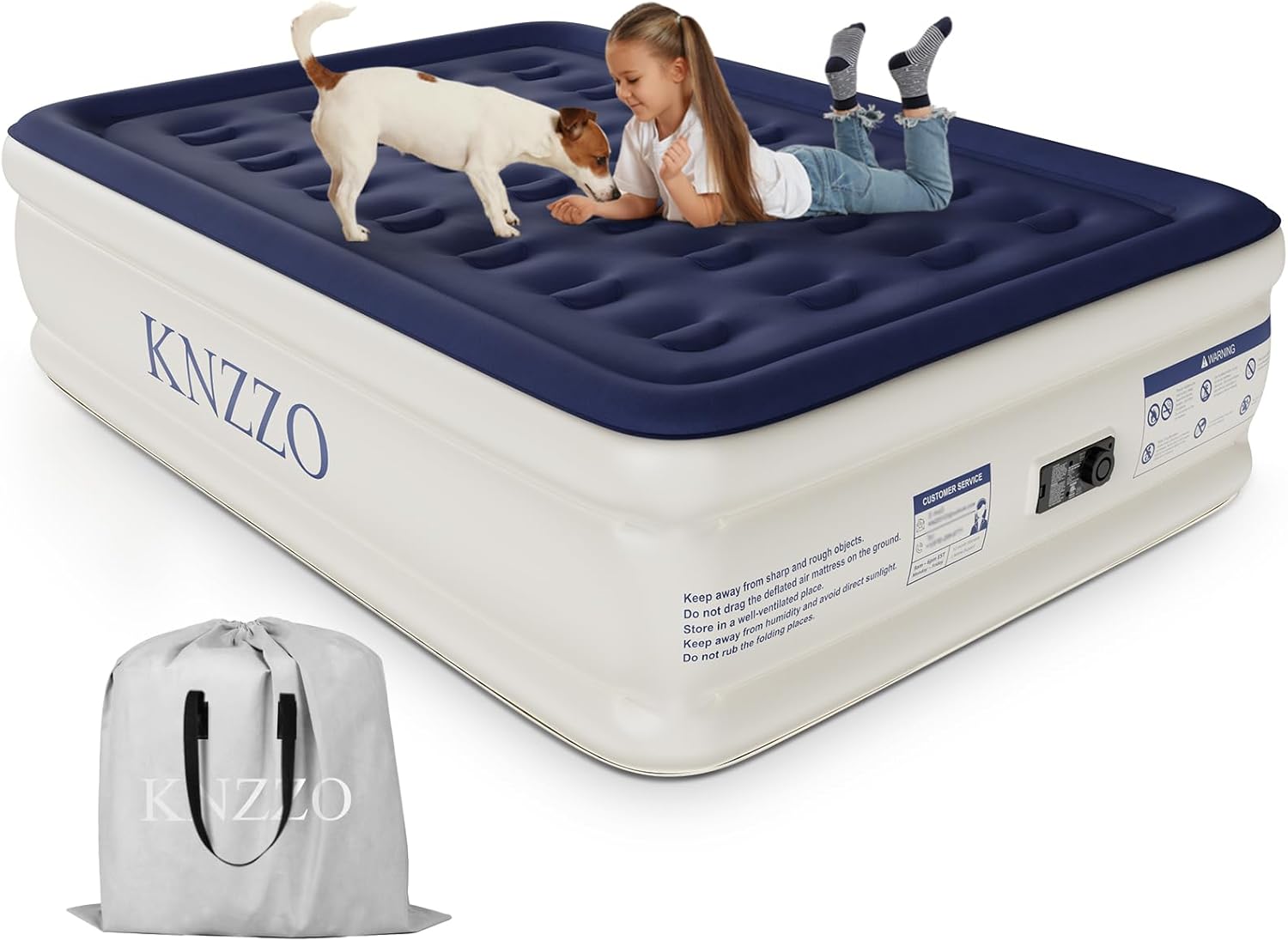 Air Mattress Queen with Built-in Pump. Blow Up Mattress with Soft Flocked Top. Leakproof Inflatable Mattress. Foldable Waterproof Air Bed for Home. Guests. Camping. with Storage Bag